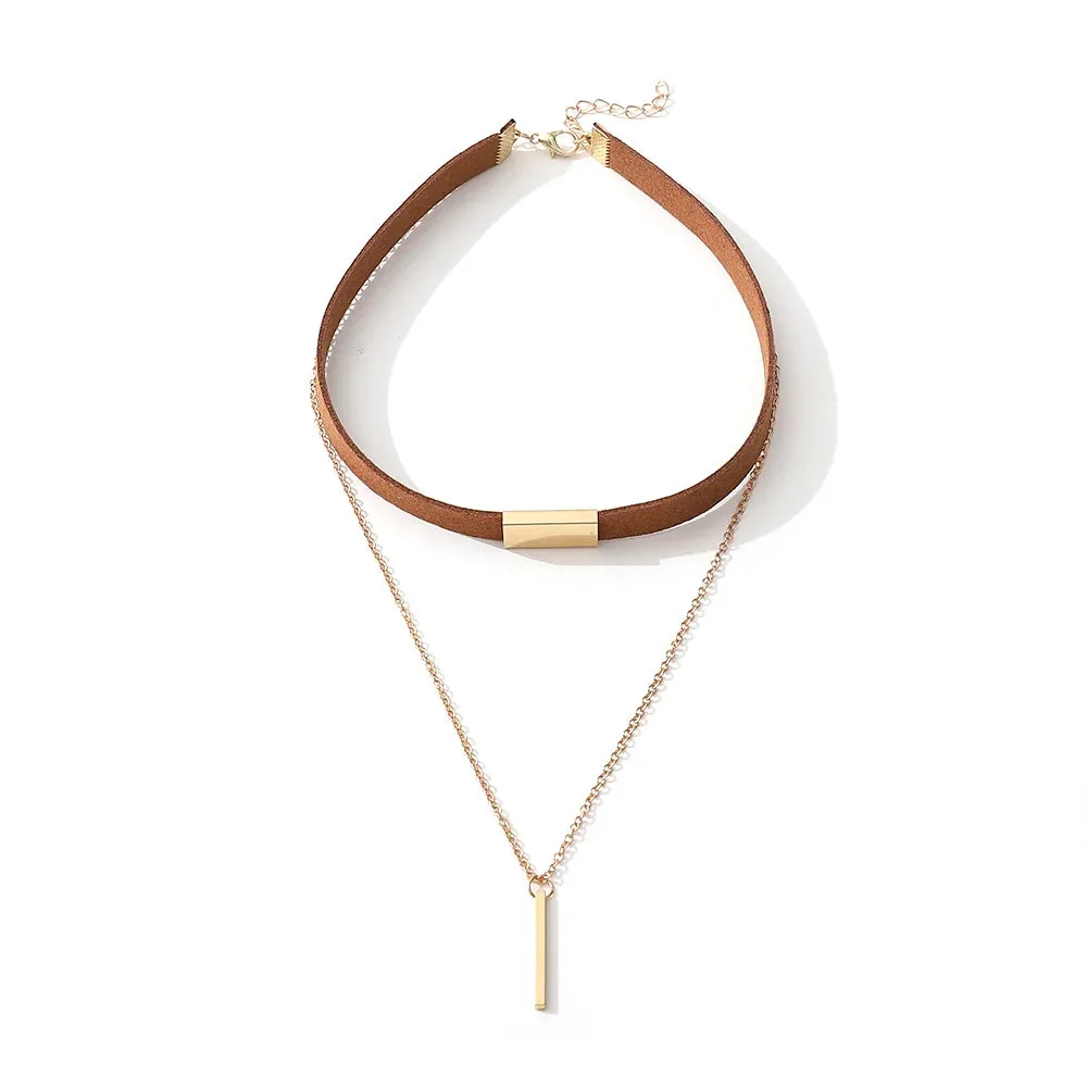 women necklaces choker leather charming dangle necklace around neck ✈️ free.shipping