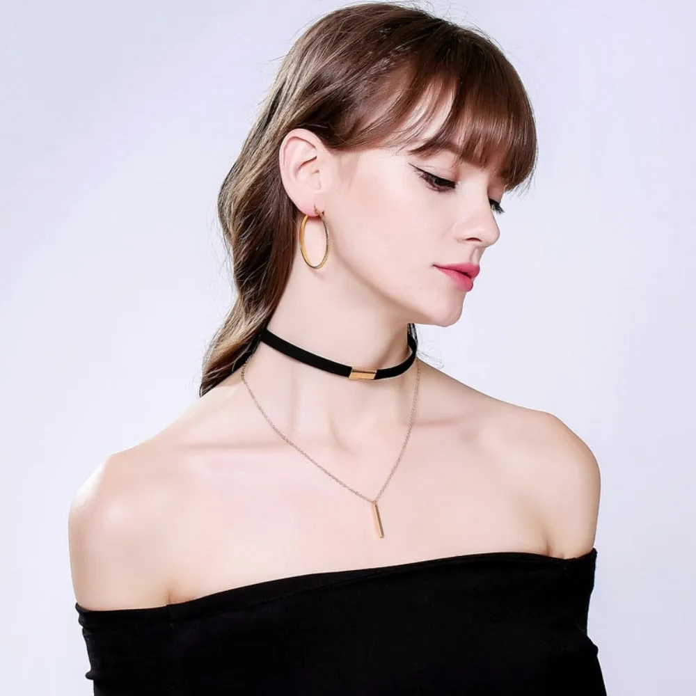 women necklaces choker leather charming dangle necklace around neck ✈️ free.shipping