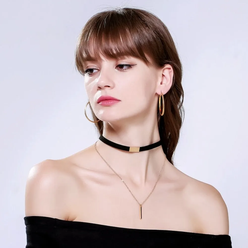 women necklaces choker leather charming dangle necklace around neck ✈️ free.shipping