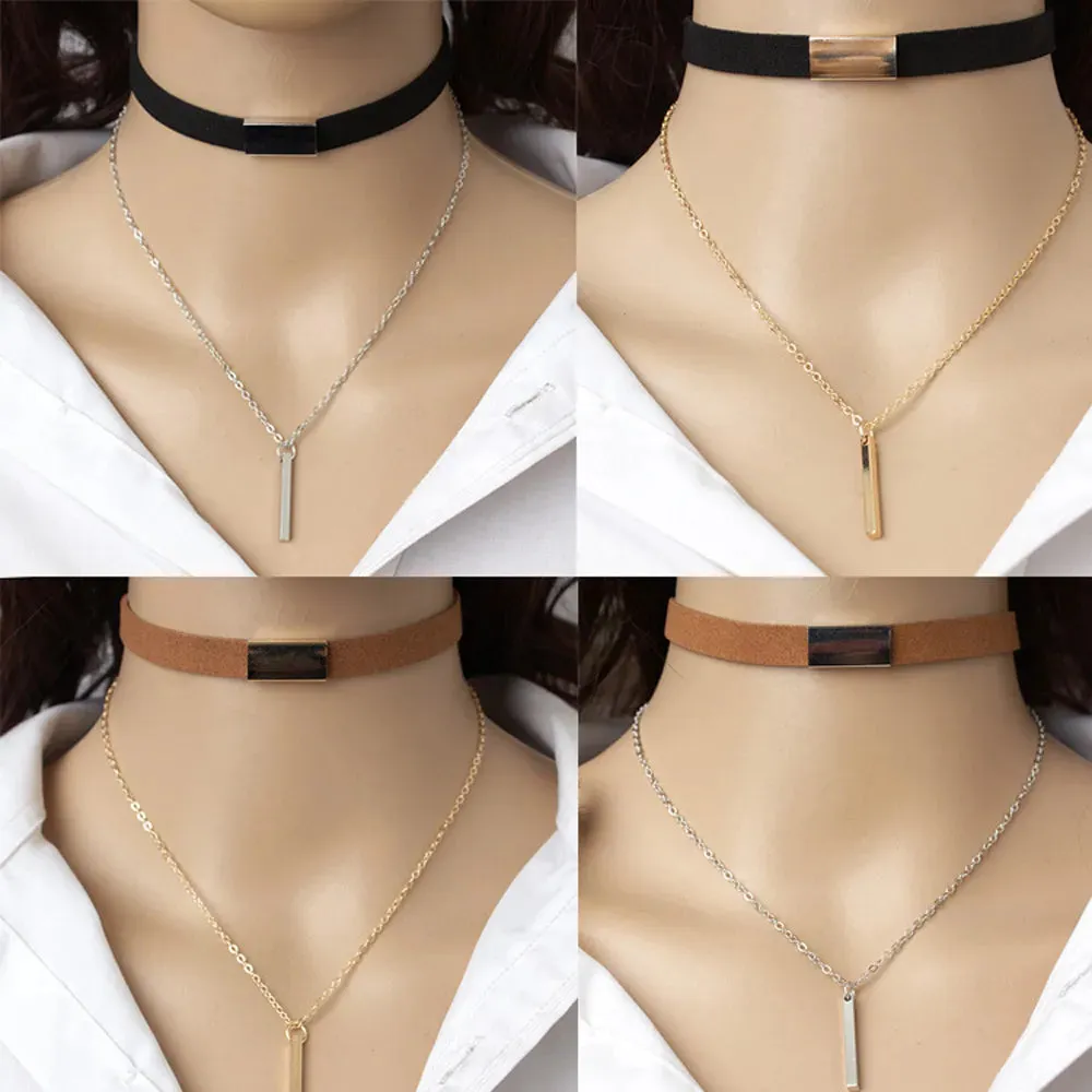 women necklaces choker leather charming dangle necklace around neck ✈️ free.shipping