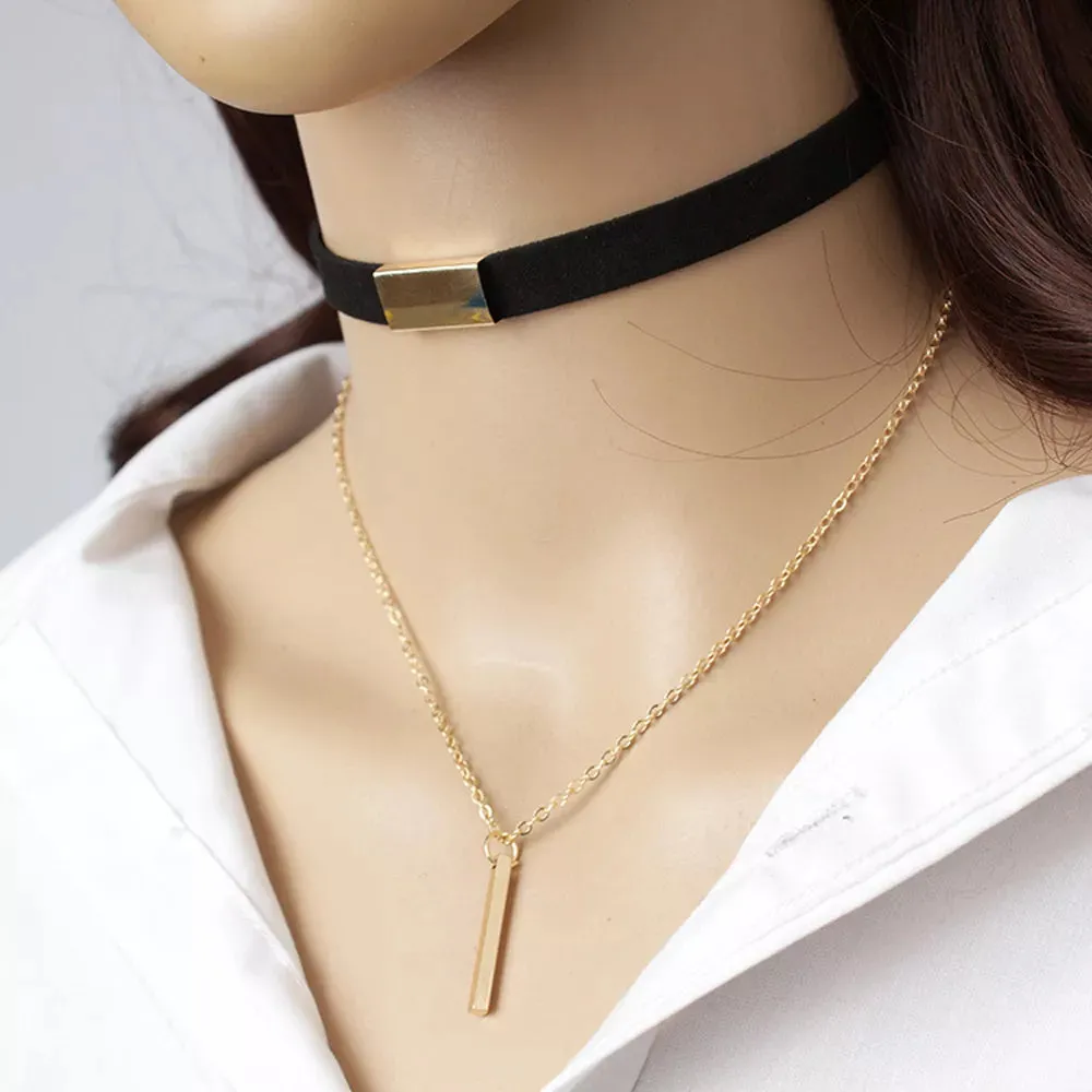women necklaces choker leather charming dangle necklace around neck ✈️ free.shipping