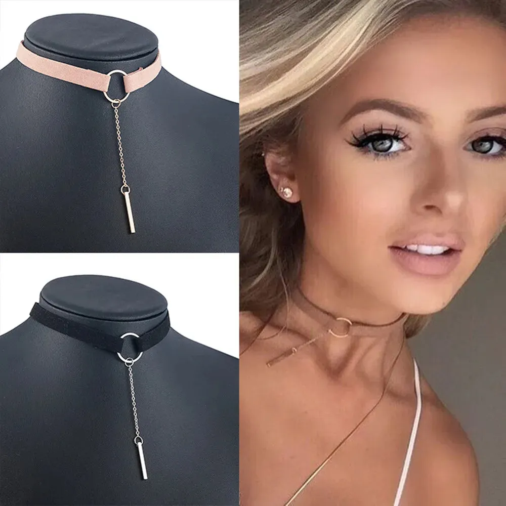 women necklaces choker leather charming dangle necklace around neck ✈️ free.shipping