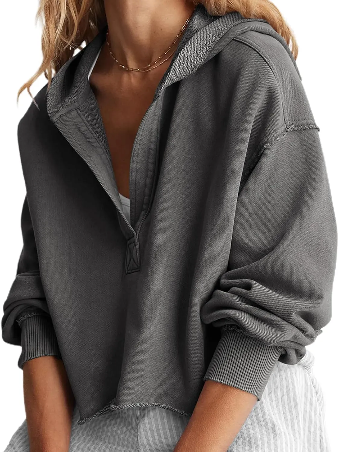Women Oversized Hoodies Sweatshirt Long Sleeve Solid Color Casual Loose Hooded Top Fall Fashion Pullover Tops