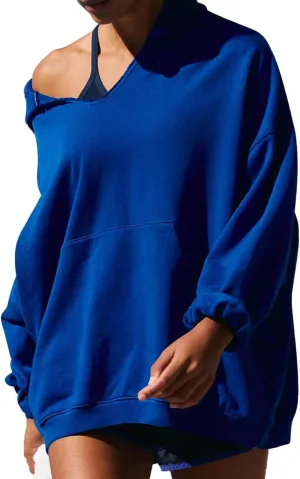 Women Oversized Hoodies Sweatshirt Long Sleeve Solid Color Casual Loose Hooded Top Fall Fashion Pullover Tops