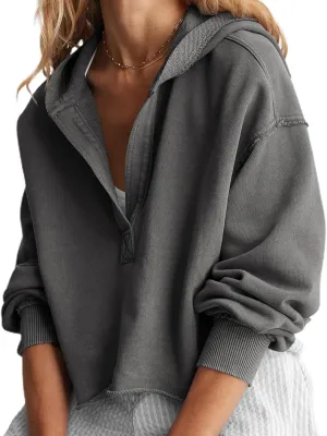 Women Oversized Hoodies Sweatshirt Long Sleeve Solid Color Casual Loose Hooded Top Fall Fashion Pullover Tops