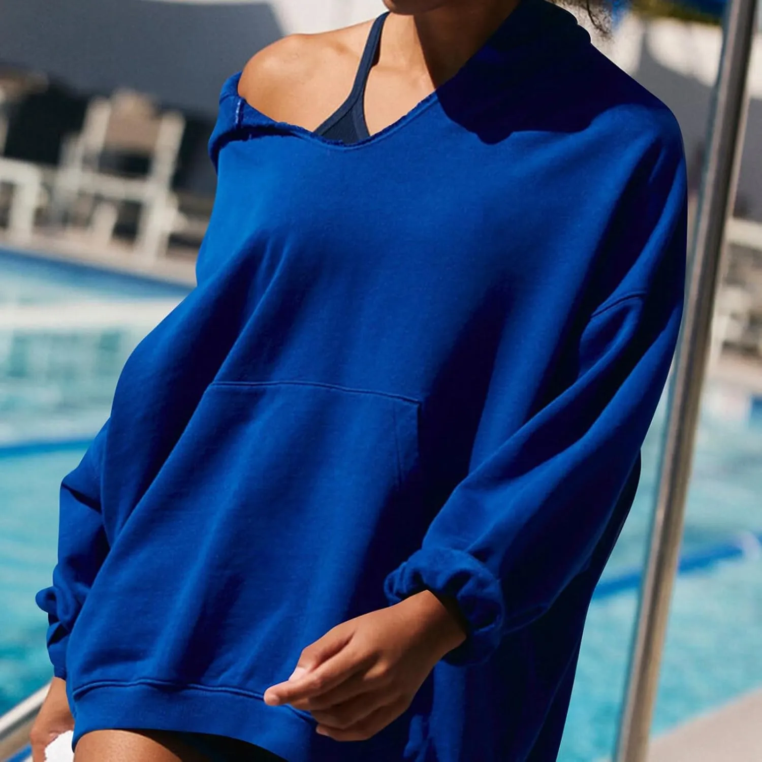 Women Oversized Hoodies Sweatshirt Long Sleeve Solid Color Casual Loose Hooded Top Fall Fashion Pullover Tops