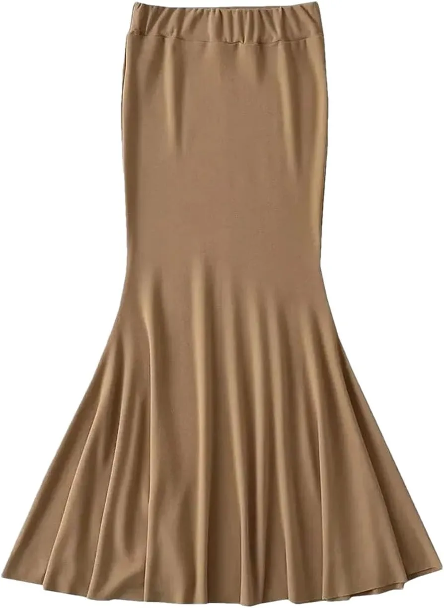 Women Style Elastic Waist Fishtail Skirt Sexy Stretch Tight Package HIPS Maxi Long Mermaid Skirt