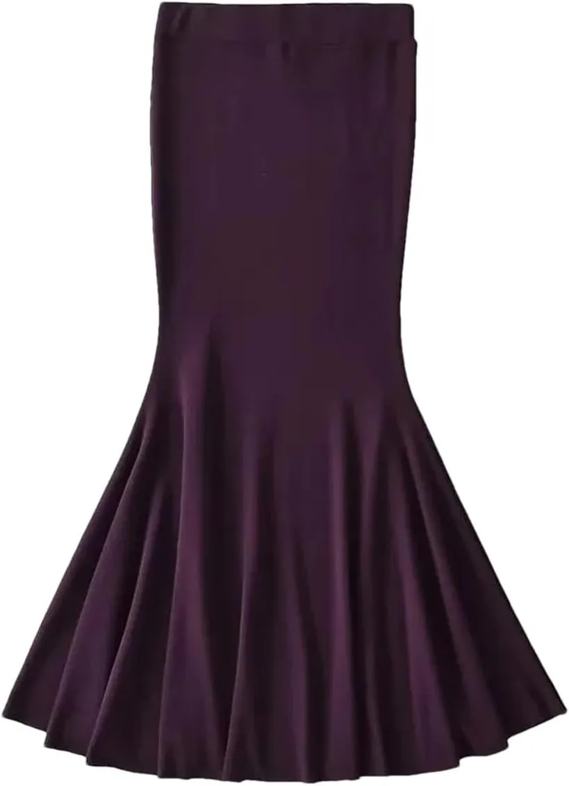 Women Style Elastic Waist Fishtail Skirt Sexy Stretch Tight Package HIPS Maxi Long Mermaid Skirt