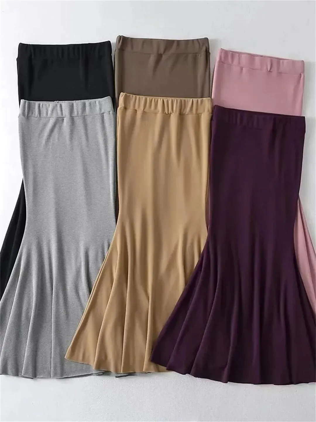 Women Style Elastic Waist Fishtail Skirt Sexy Stretch Tight Package HIPS Maxi Long Mermaid Skirt