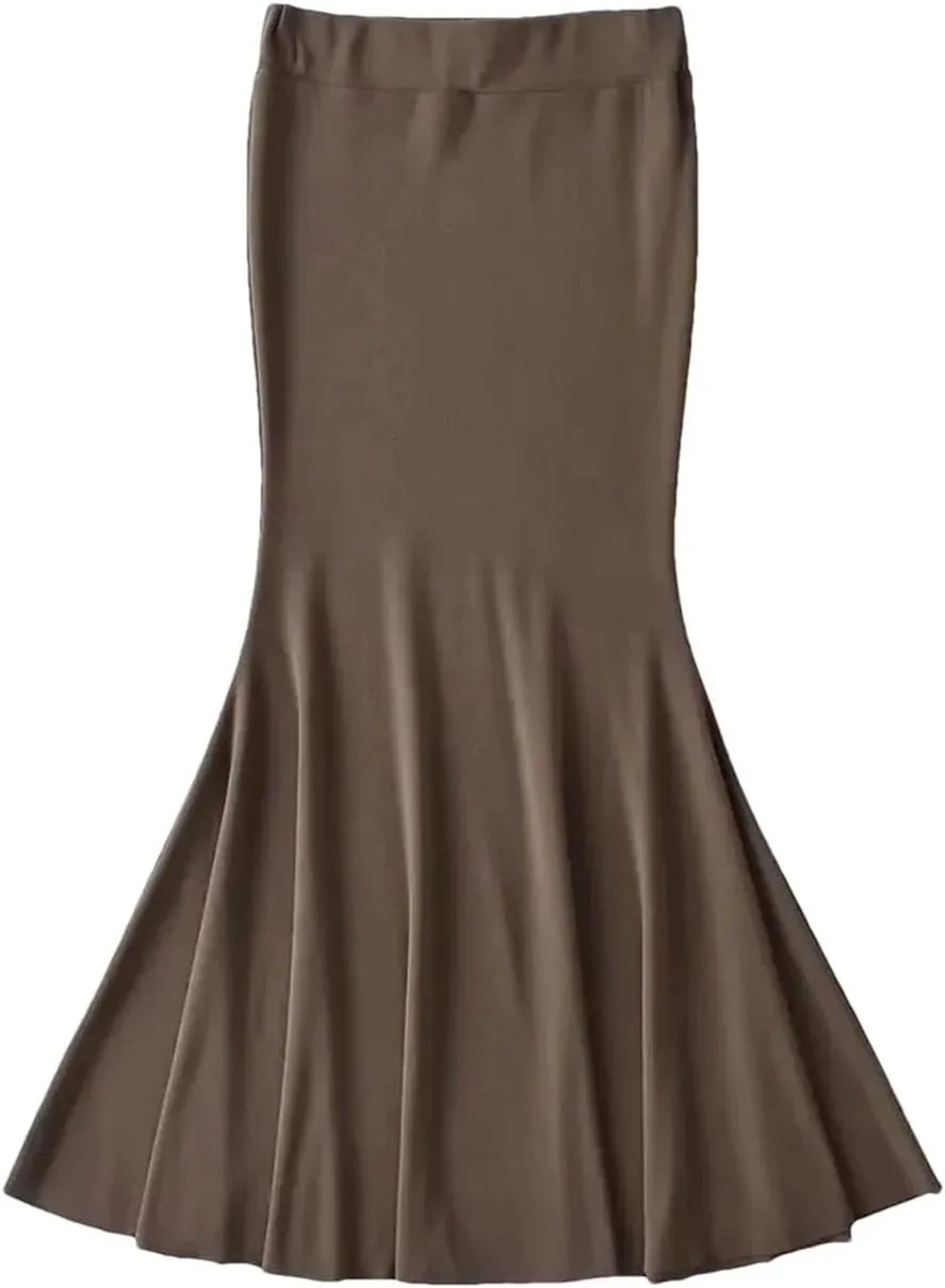 Women Style Elastic Waist Fishtail Skirt Sexy Stretch Tight Package HIPS Maxi Long Mermaid Skirt