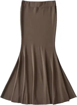 Women Style Elastic Waist Fishtail Skirt Sexy Stretch Tight Package HIPS Maxi Long Mermaid Skirt