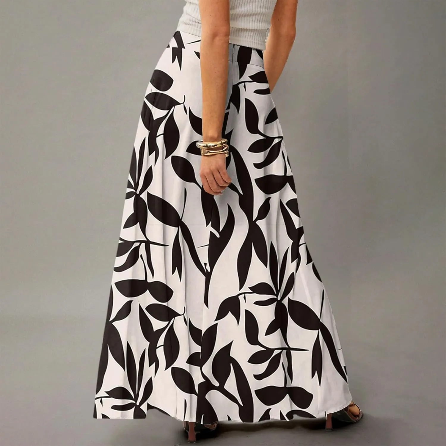 Women's 2025 Bohemian Long Skirts High Waist Flowy A Line Maxi Skirts with Pocket, S-2XL