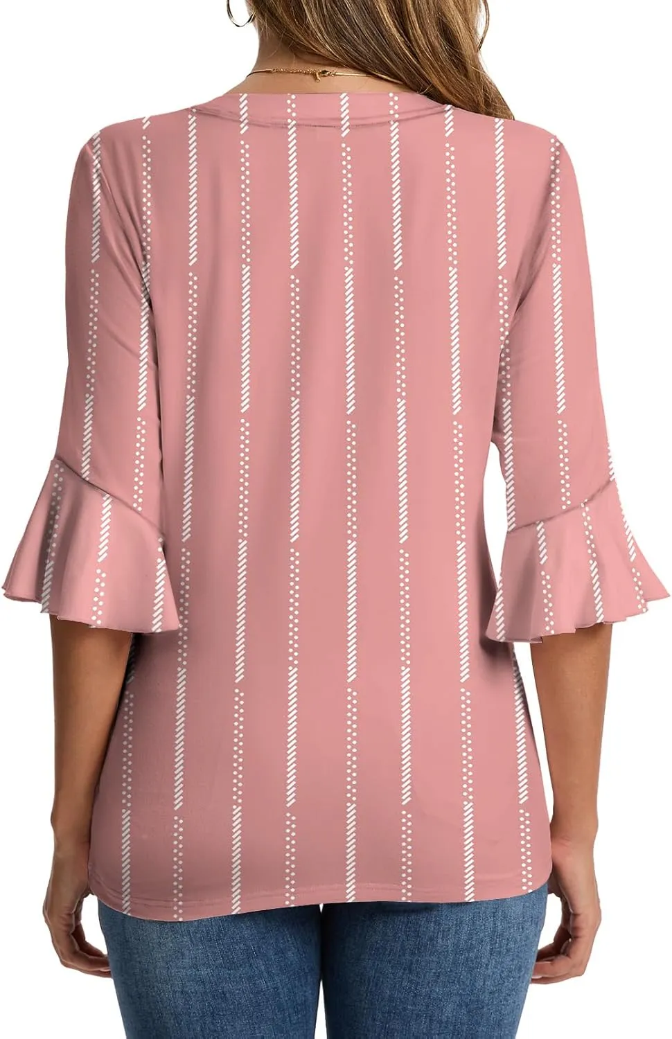 Womens 3/4 Sleeve Tops Shirts for Women Spring Fashion Clothes Trendy Summer Blouses S-XXL