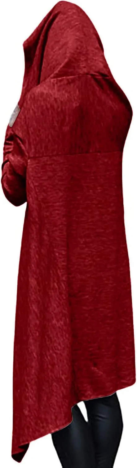 Women's Casual Hoodies Long Sleeve Sweatshirts with Hood Pocket Fall Sweater Tops High Low Halloween Cloak Goth Clothes