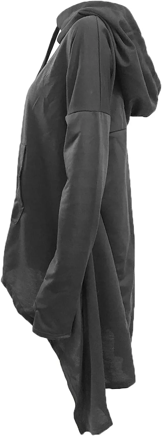 Women's Casual Hoodies Long Sleeve Sweatshirts with Hood Pocket Fall Sweater Tops High Low Halloween Cloak Goth Clothes