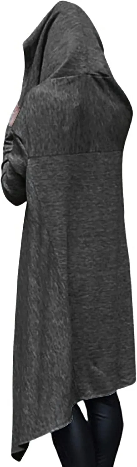 Women's Casual Hoodies Long Sleeve Sweatshirts with Hood Pocket Fall Sweater Tops High Low Halloween Cloak Goth Clothes