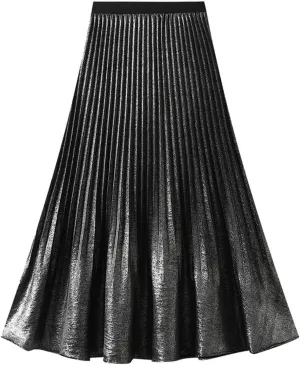 Women's Elegant Pleated Skirt A-Line Midi Long Skirts Dressy Slim Fit Casual Skirt 2025 Fashion
