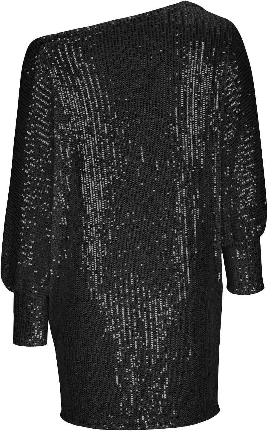 Women's Elegant Sexy One Shoulder Long Sleeve Midi Dress Solid Color Sequins Prom Party Cocktail Dresses, S-3XL
