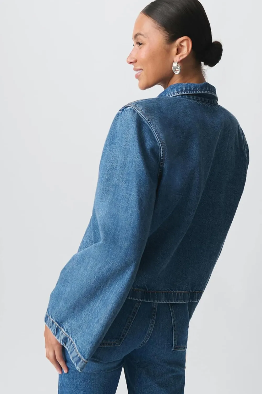 Womens Fashion Denim Jacket Coat Tie Front Lapel Long Sleeve Shirt Denim Jacket Y2k Clothes
