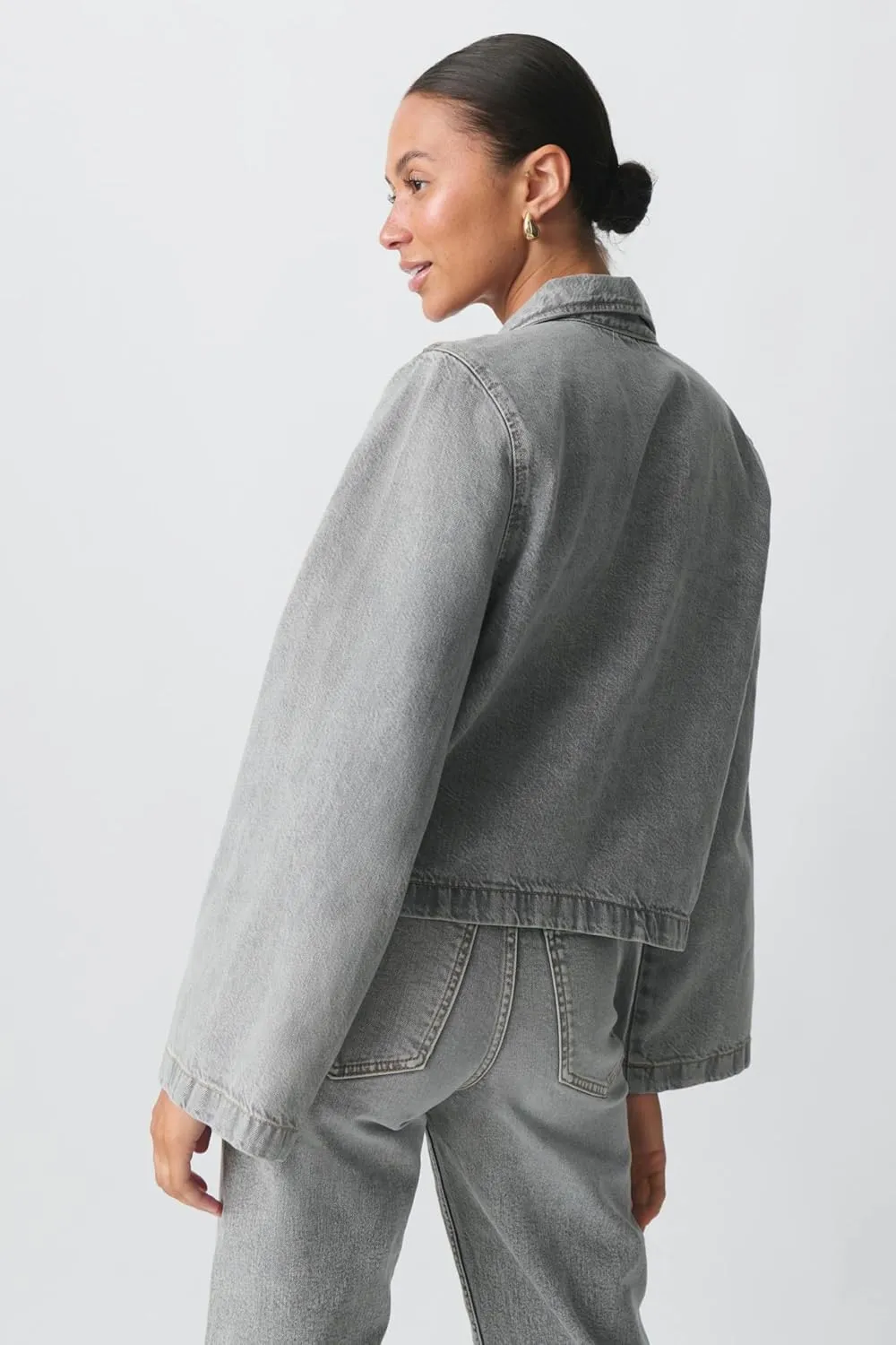 Womens Fashion Denim Jacket Coat Tie Front Lapel Long Sleeve Shirt Denim Jacket Y2k Clothes