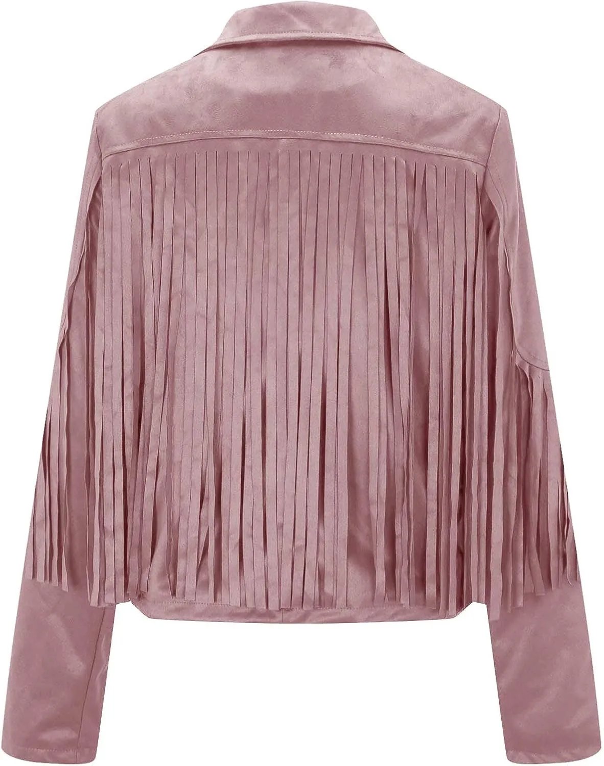 Women's Fringe Faux Suede Leather Jackets Fashion Tassel Cropped Coats Fringe Cropped Jacket Tassel Suede Moto Jacket