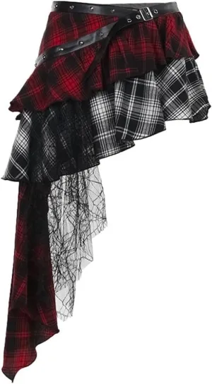 Women's Goth Long Maxi Skirts Asymmetrical Y2K Skirts Layered Ruffle Skirt
