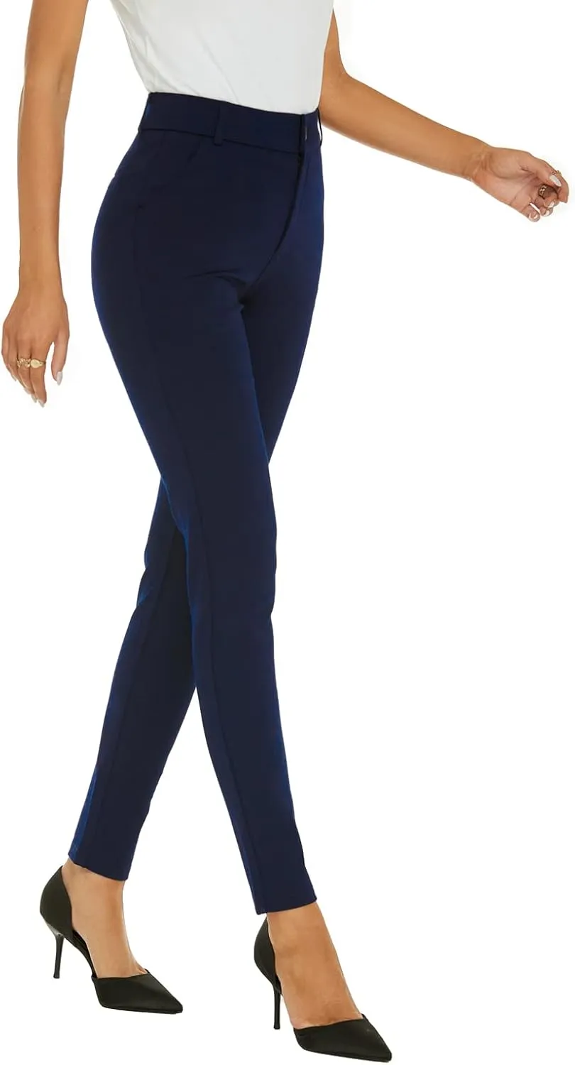 Women's High Waist Skinny Comfy Stretchy Work Pants with Pockets