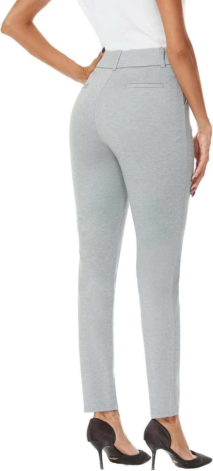 Women's High Waist Skinny Comfy Stretchy Work Pants with Pockets