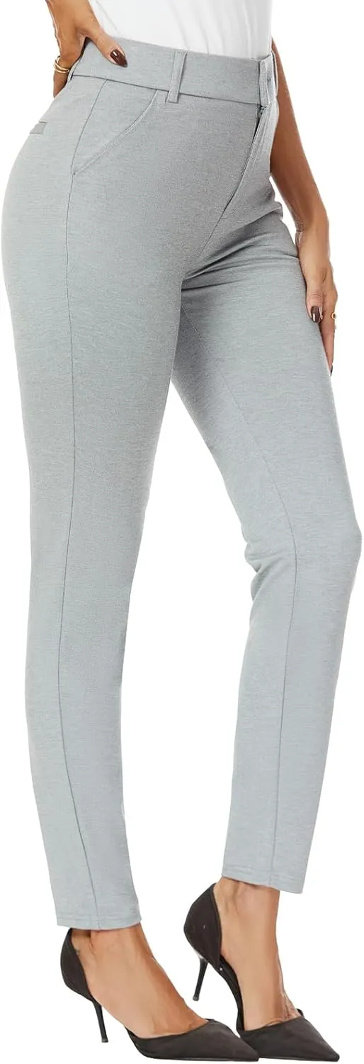 Women's High Waist Skinny Comfy Stretchy Work Pants with Pockets