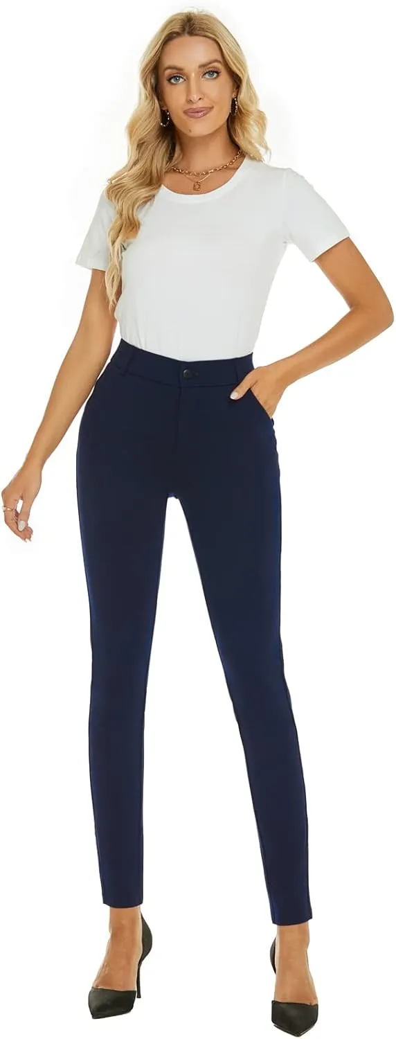 Women's High Waist Skinny Comfy Stretchy Work Pants with Pockets