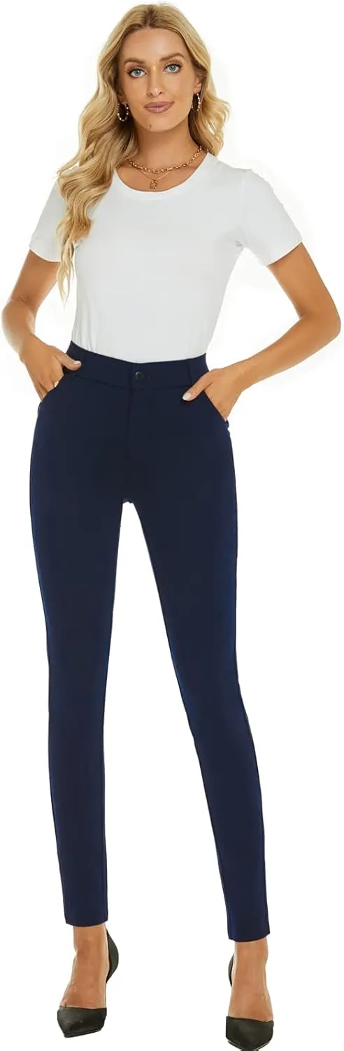 Women's High Waist Skinny Comfy Stretchy Work Pants with Pockets