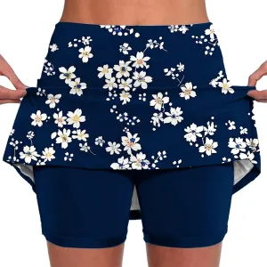 Women's High-Waisted Skirt with Shorts Floral Printed Mini Tennis Athletic Golf Skirts Teen Girls Skater Skorts