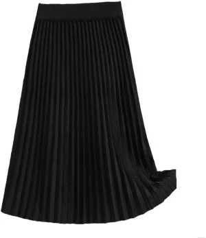 Women's Knitted Midi Skirt Loose High Waist Pleated Skirt Autumn and Winter A-Line Skirt