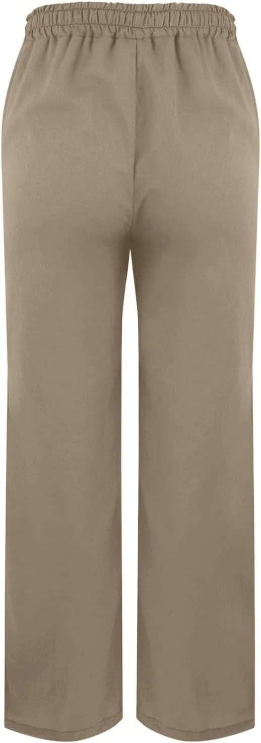 Womens Linen Pants Trendy 2025 Summer Casual Drawstring Elastic Waist Trousers Lightweight Beach Vacation Outfits