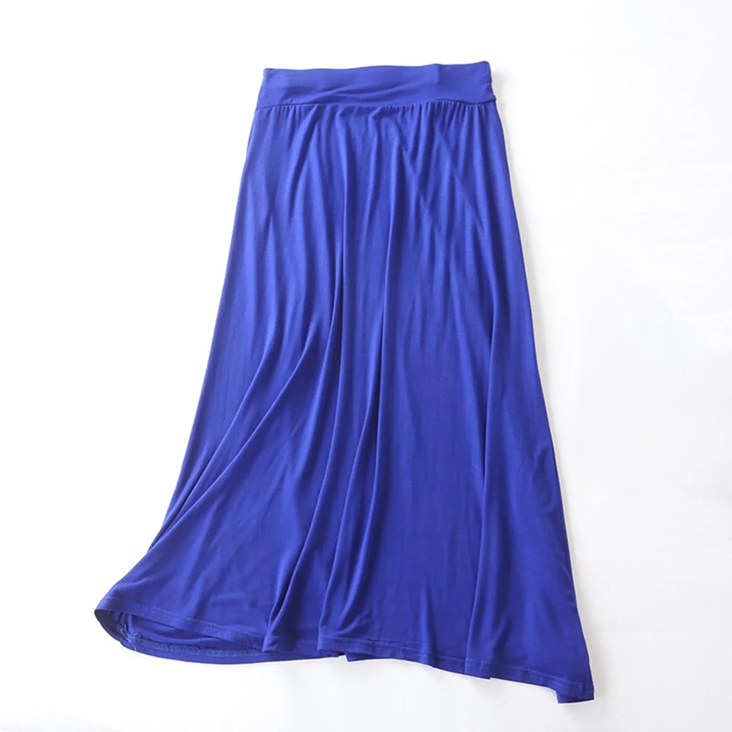 Womens Long Maxi Skirt Modal Cotton Solid Lightweight Flowy Elastic Waist A-Line Skirt Casual Summer Lounge Long Skirt