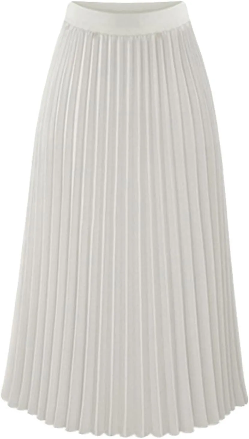 Women's Maxi Skirts Pleated Elegant A-Line Skirts Solid Color Lounge Baggy Long Skirts High Waisted Skirt 2025