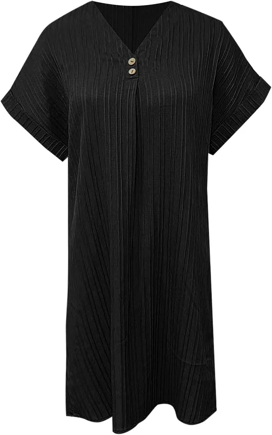 Womens Short Sleeve Casual Summer Dress V Neck Boho Beach Mini T Shirt Dress Dressy Work Button Down Swing Dresses