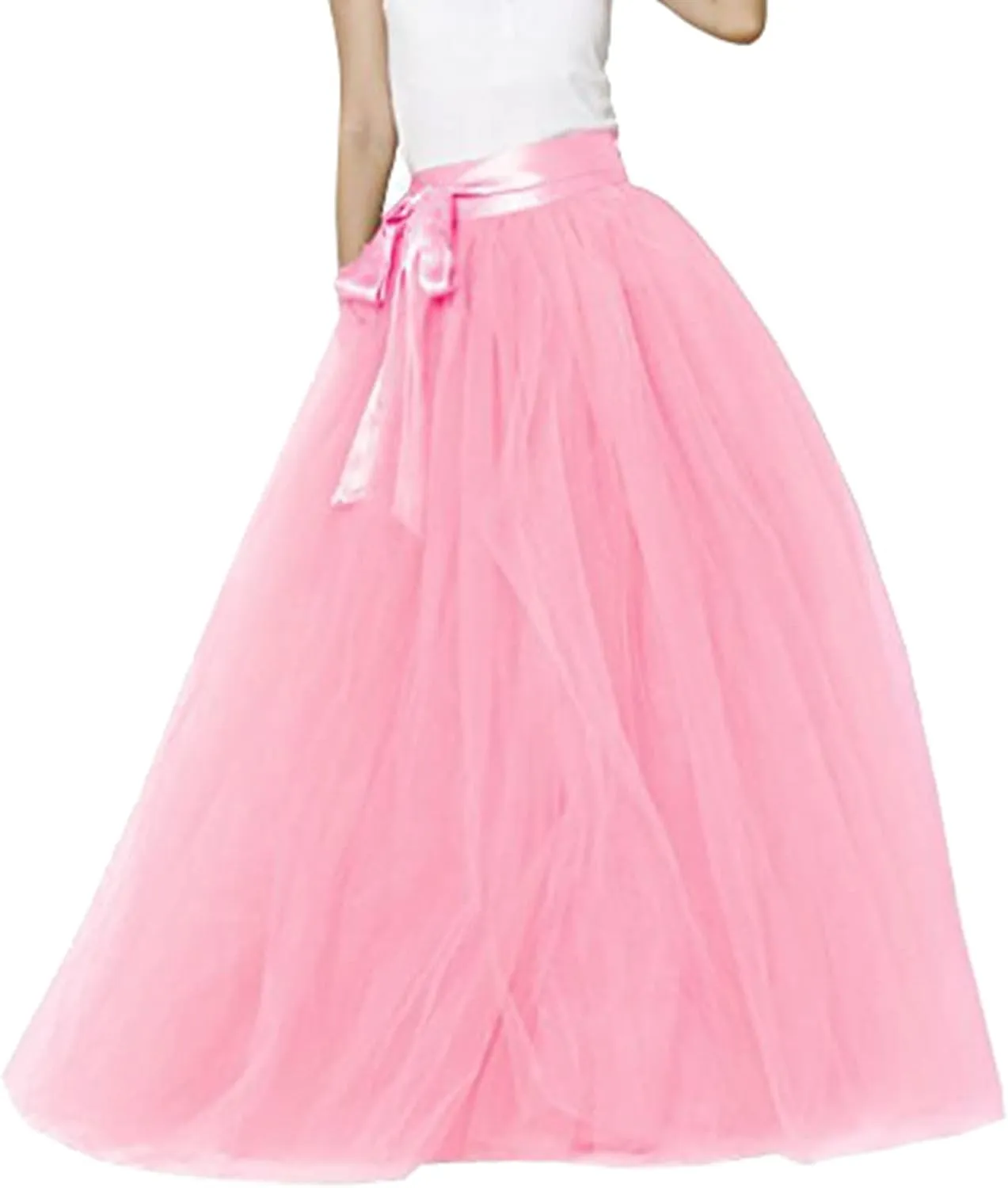 Womens Skirt Tulle Tutu Skirt Pleated Princess Midi Skirts Adult Tutu Dancing Party Evening Tulle Ankle Skirt for Womens