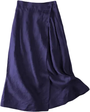 Women's Skirts Trendy Summer Casual Loose Elastic Waist Solid Sun Flowy A-Line Long Maxi Linen Skirt 2025, M-2XL