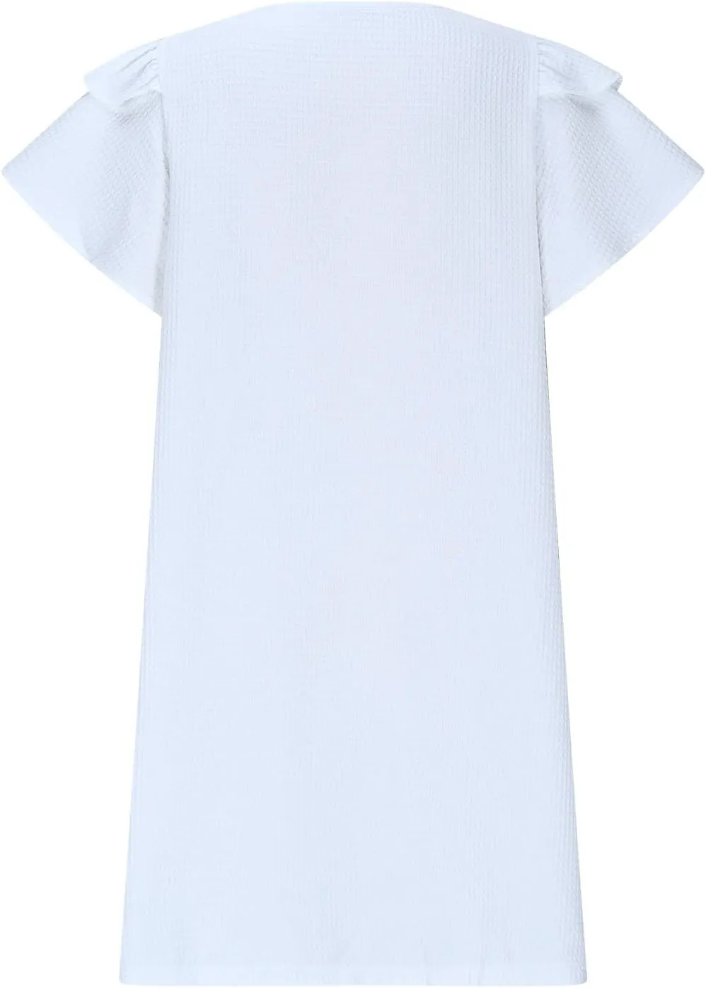Women's Summer Dresses Beach 2025 Casual V Neck Loose Outfits Ruffle Sleeve Mini Dress Solid Color Tunic Sundress