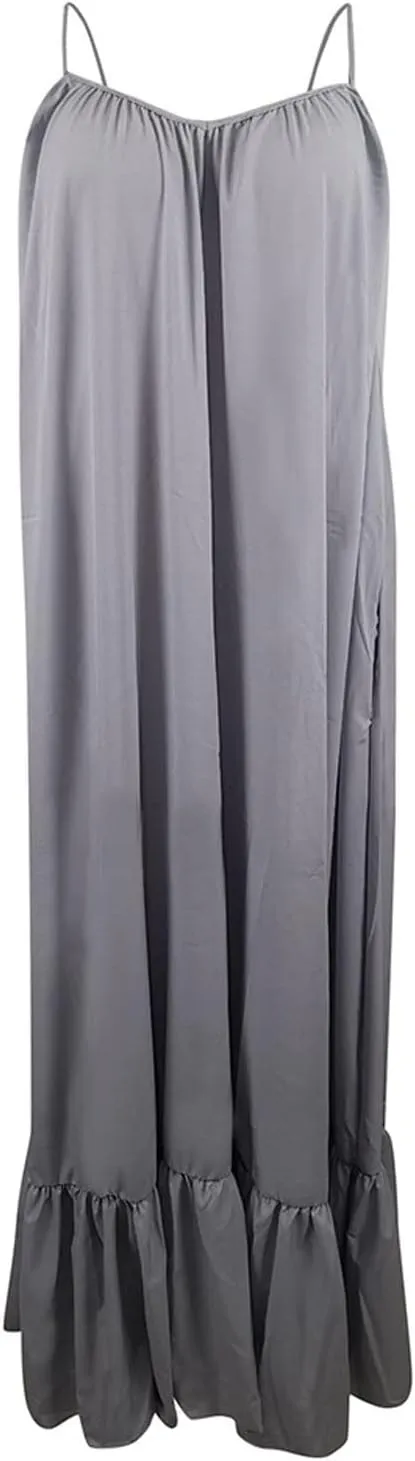 Womens Summer Maxi Dresses Sexy Spaghetti Strap Sleeveless Long Dress Sundress Tiered Ruffle Boho Cami Beach Dress