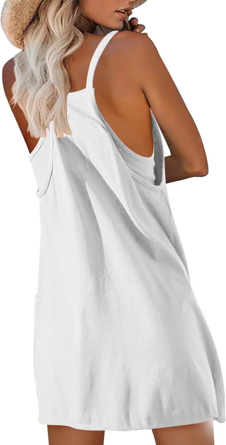 Womens Summer Mini Romper Dresses Workout Tennis Dress Sports Athletic Outfits Built in Shorts Trendy Vacation Dress