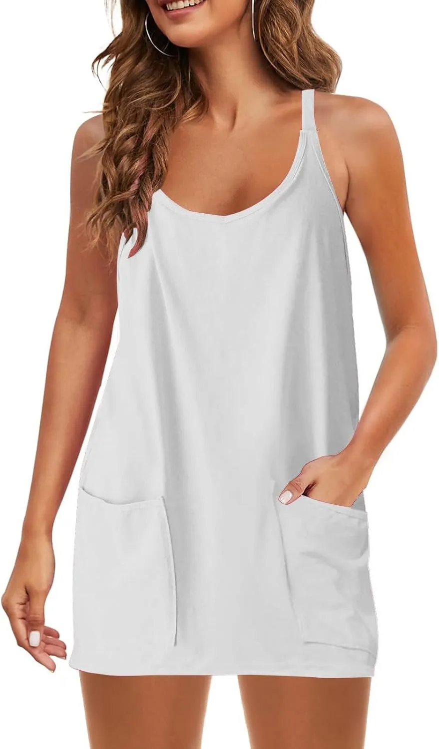 Womens Summer Mini Romper Dresses Workout Tennis Dress Sports Athletic Outfits Built in Shorts Trendy Vacation Dress