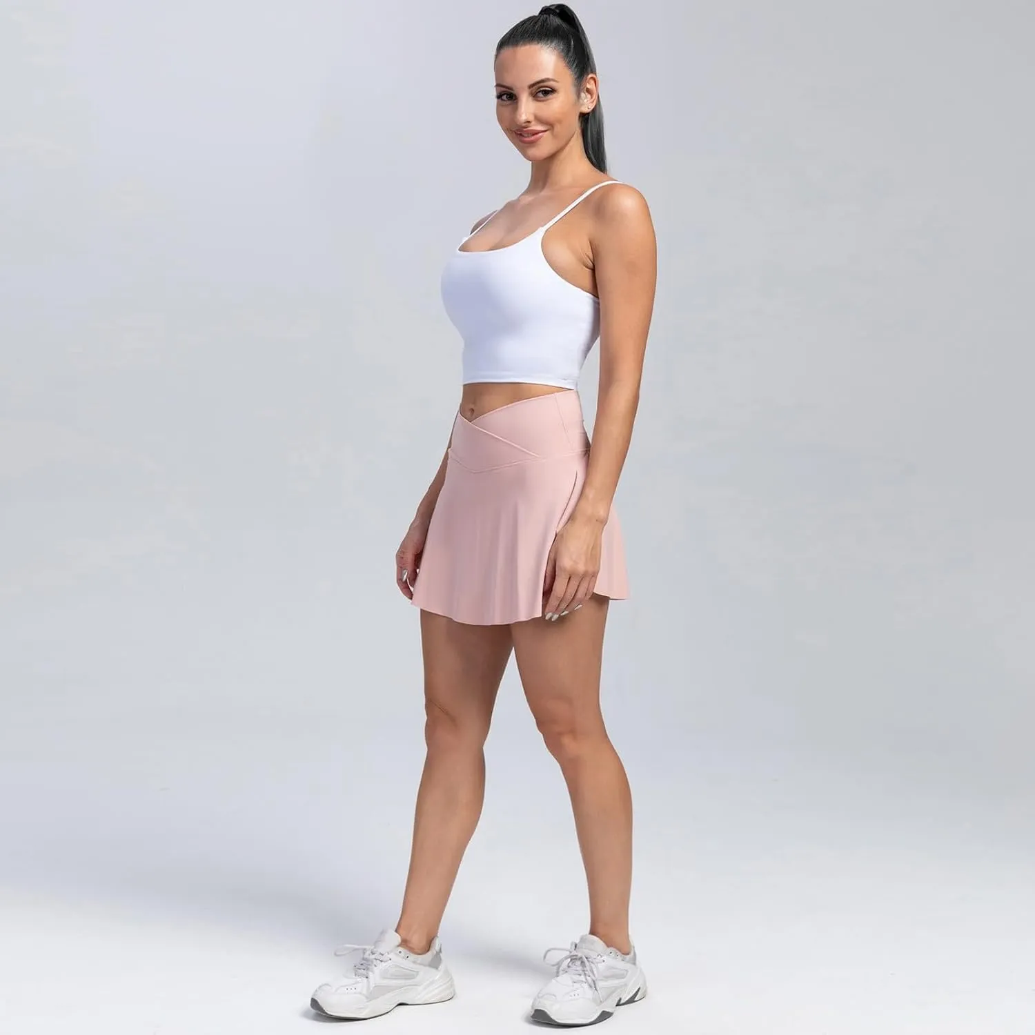 Women's Summer Sports Loose Trendy Quick Dry Elastic High Waist Solid Color Yoga Fitness Tennis Skirts, S-2XL