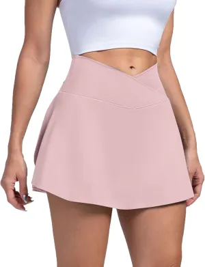 Women's Summer Sports Loose Trendy Quick Dry Elastic High Waist Solid Color Yoga Fitness Tennis Skirts, S-2XL