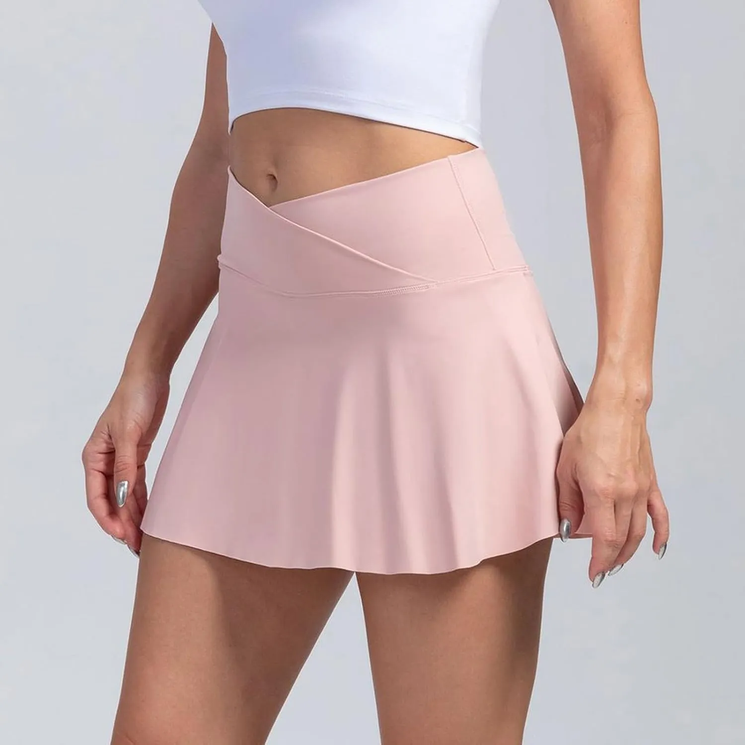 Women's Summer Sports Loose Trendy Quick Dry Elastic High Waist Solid Color Yoga Fitness Tennis Skirts, S-2XL