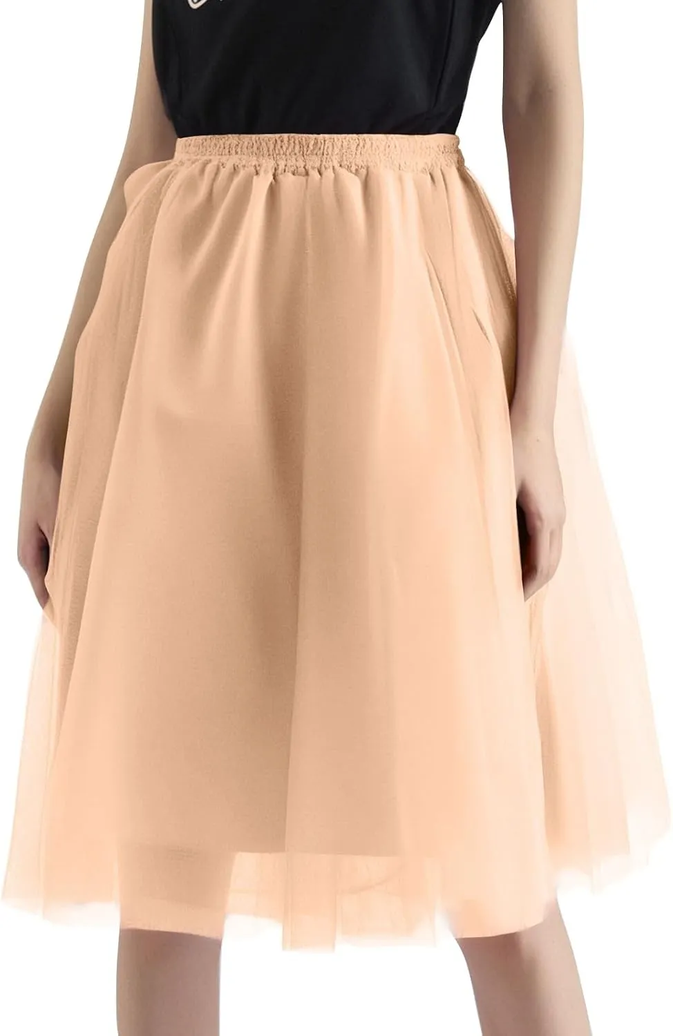 Women's Sundresses Summer Casual Loose Trendy Elastic High Waist Solid Color Party Dance Fluffy Mesh Tulle Skirts 2025, S-2XL