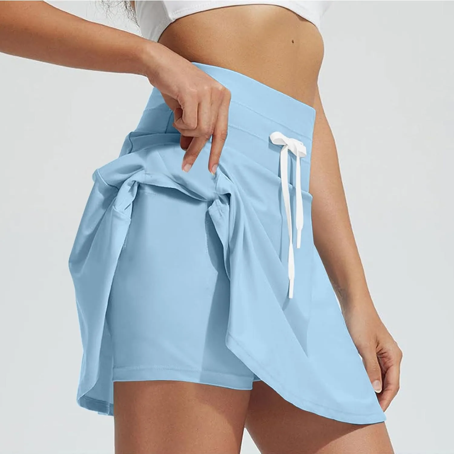 Women's Swim Skirt Quick Dry Workout High Waisted Skirts Drawstring Sports Beach Cute Pure Smooth Skirt 2025 New