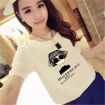 Women's t-shirt printing letters short-sleeved t-shirt women