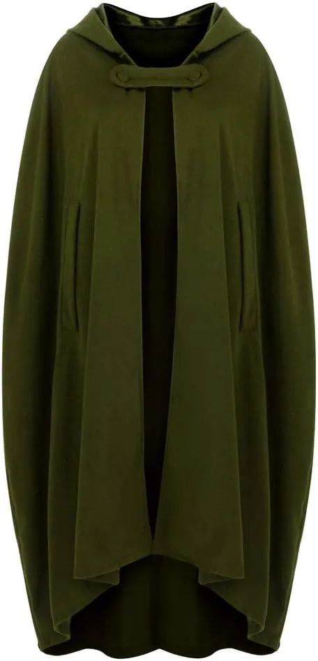 Women's Trench Coat Gothic Long Cloak Autumn And Winter Hoodies Robe Wool Blend Hooded Cape Poncho Maxi Cloak Coat